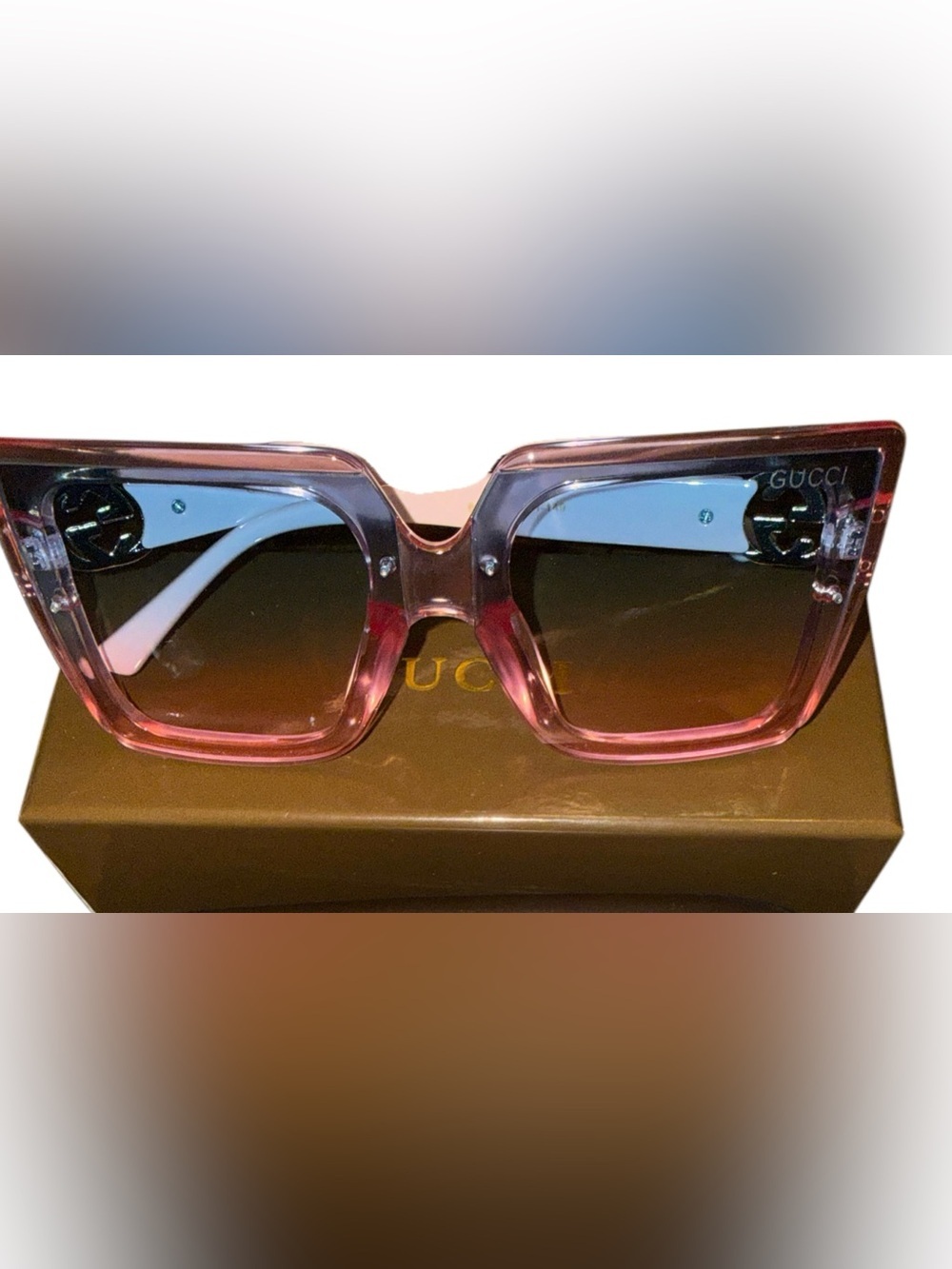 Oversized Pink Square Glasses Clear Lens | Transparent Frame Fashion Eyewear